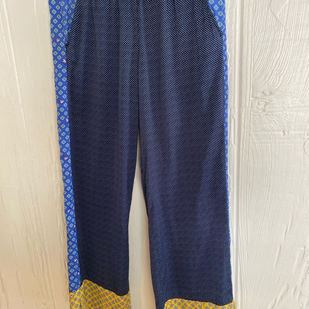 Aerie Blue and Yellow Wide Leg Pants